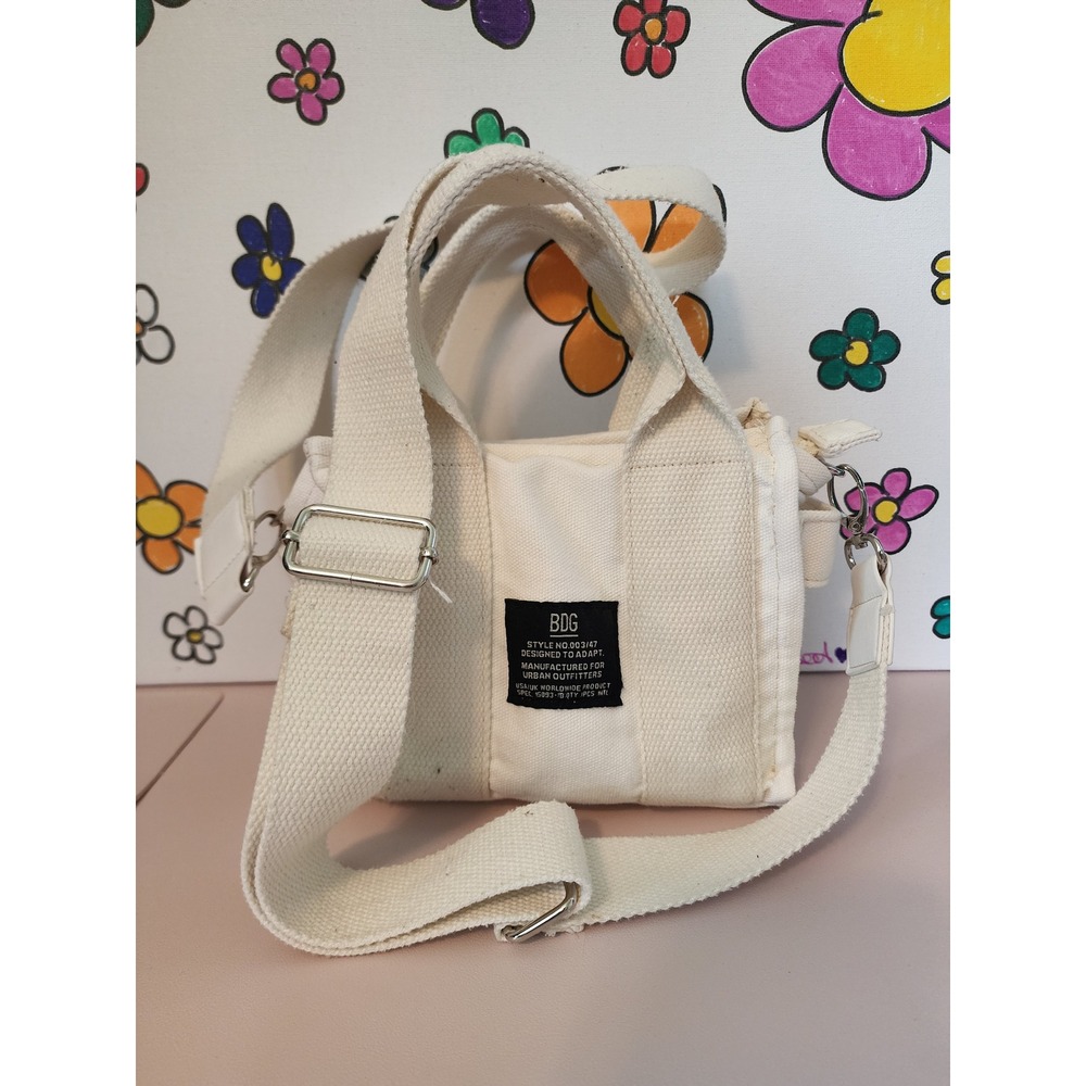 BDG Urban Outfitters Mini Canvas Tote Crossbody Bag Cream Style 003/47